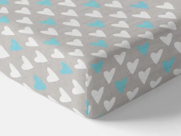 Bavlněné napínací prostěradlo tyrkysové srdíčka značky Škodák