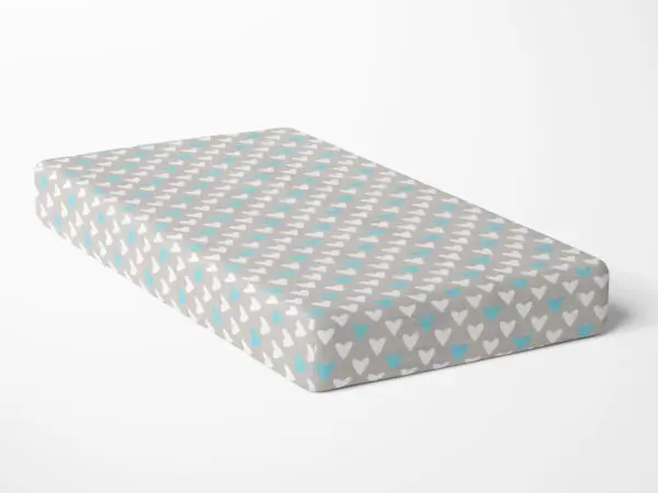 Bavlněné napínací prostěradlo tyrkysové srdíčka značky Škodák