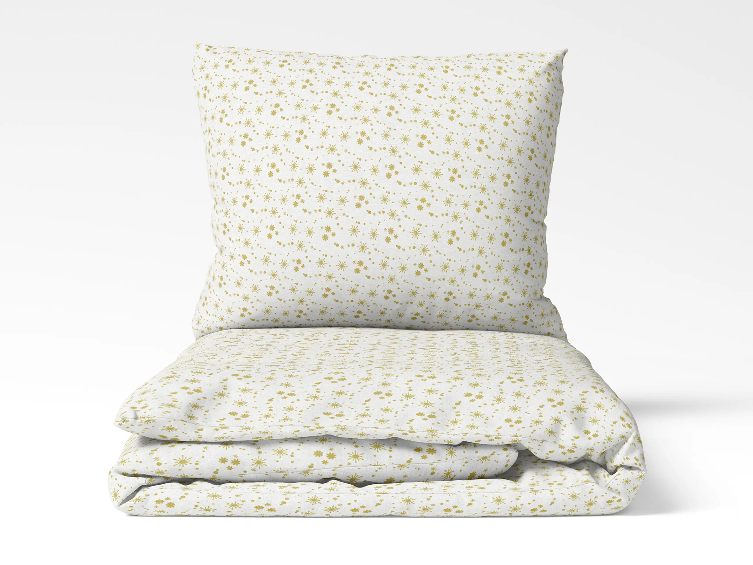 Vánoční bavlněné povlečení zlaté vločky na bílé značky Škodák.