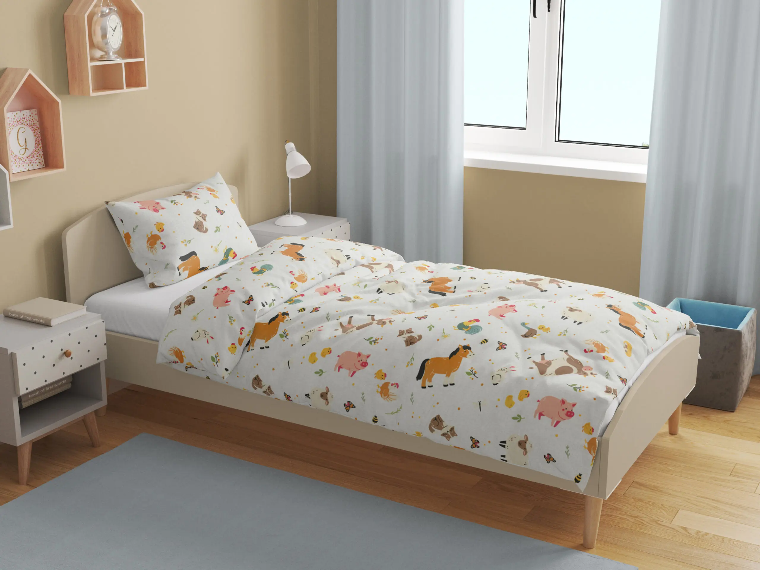 Bavlněné povlečení do školky česká farma smetanová vz. 1217