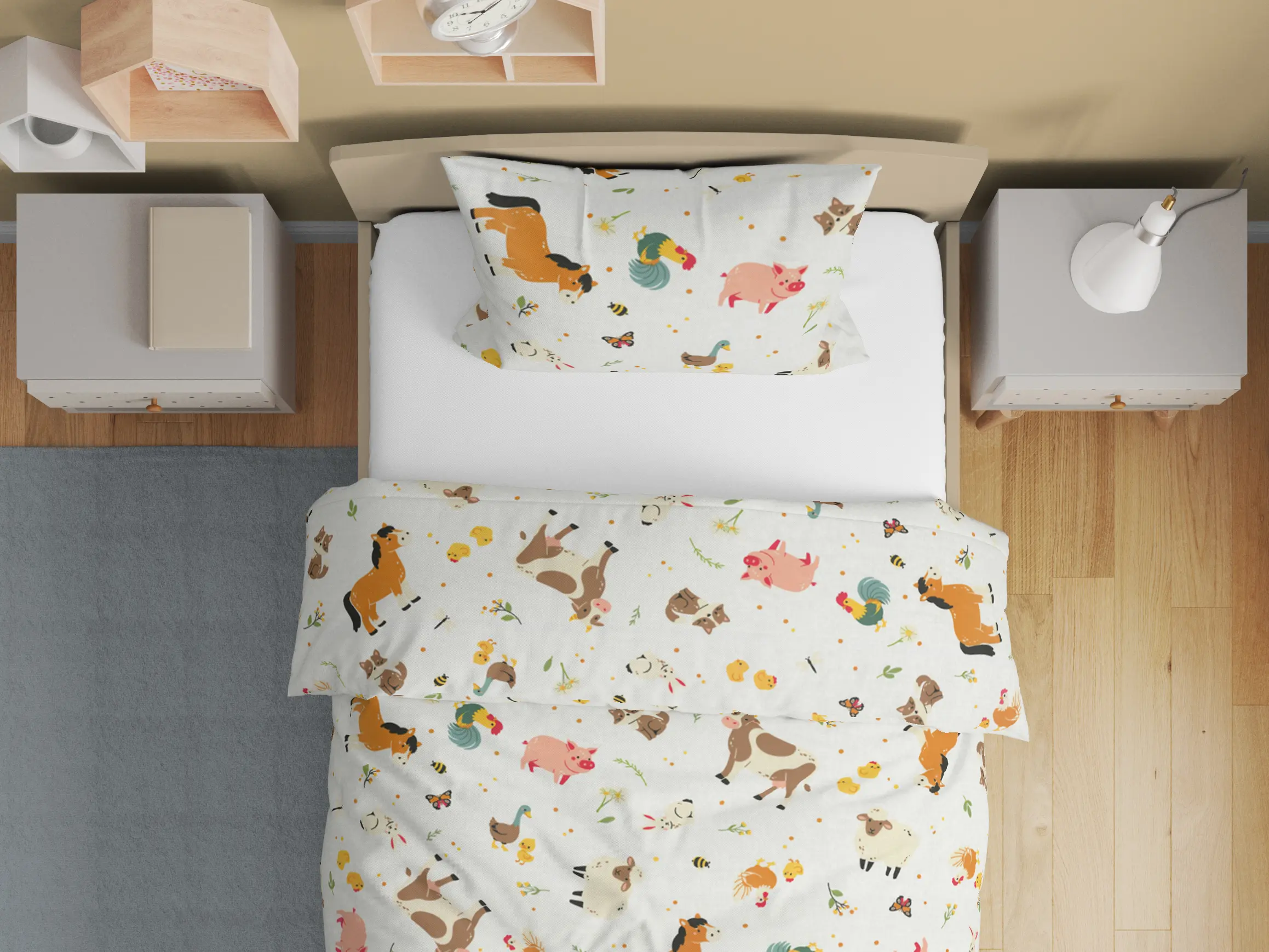 Bavlněné povlečení do školky česká farma smetanová vz. 1217