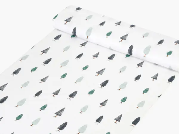 Bavlněná látka zimní les metráž šířka 142 cm značky Škodák.