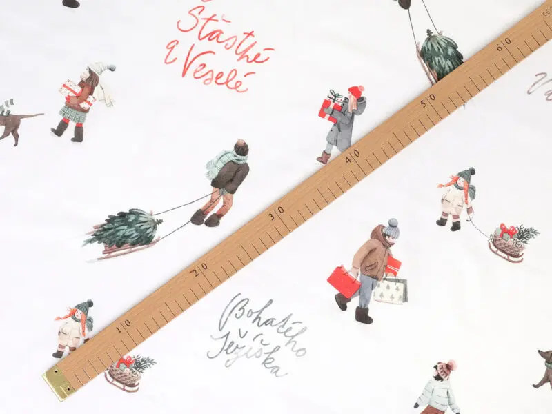 Bavlněná látka Veselé Vánoce metráž šířka 150 cm značky Škodák.