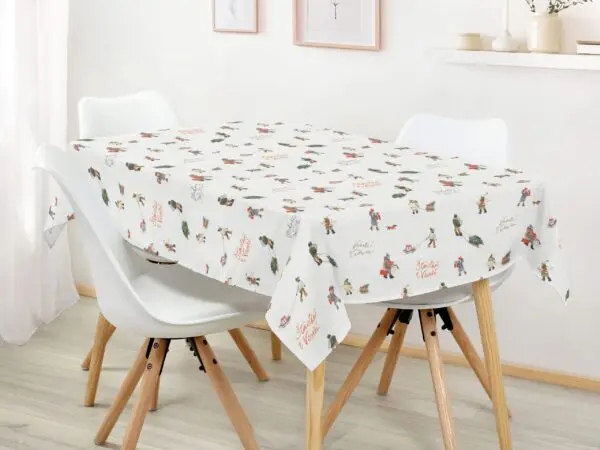 Hranatý bavlněný ubrus Veselé Vánoce značky Škodák.