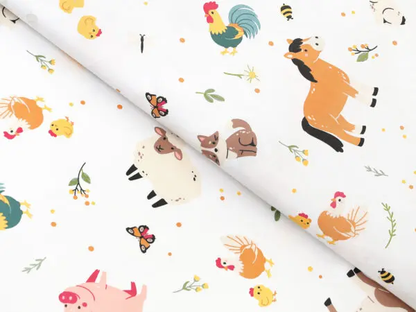 Bavlněná látka česká farma na smetanové metráž šířka 142 cm