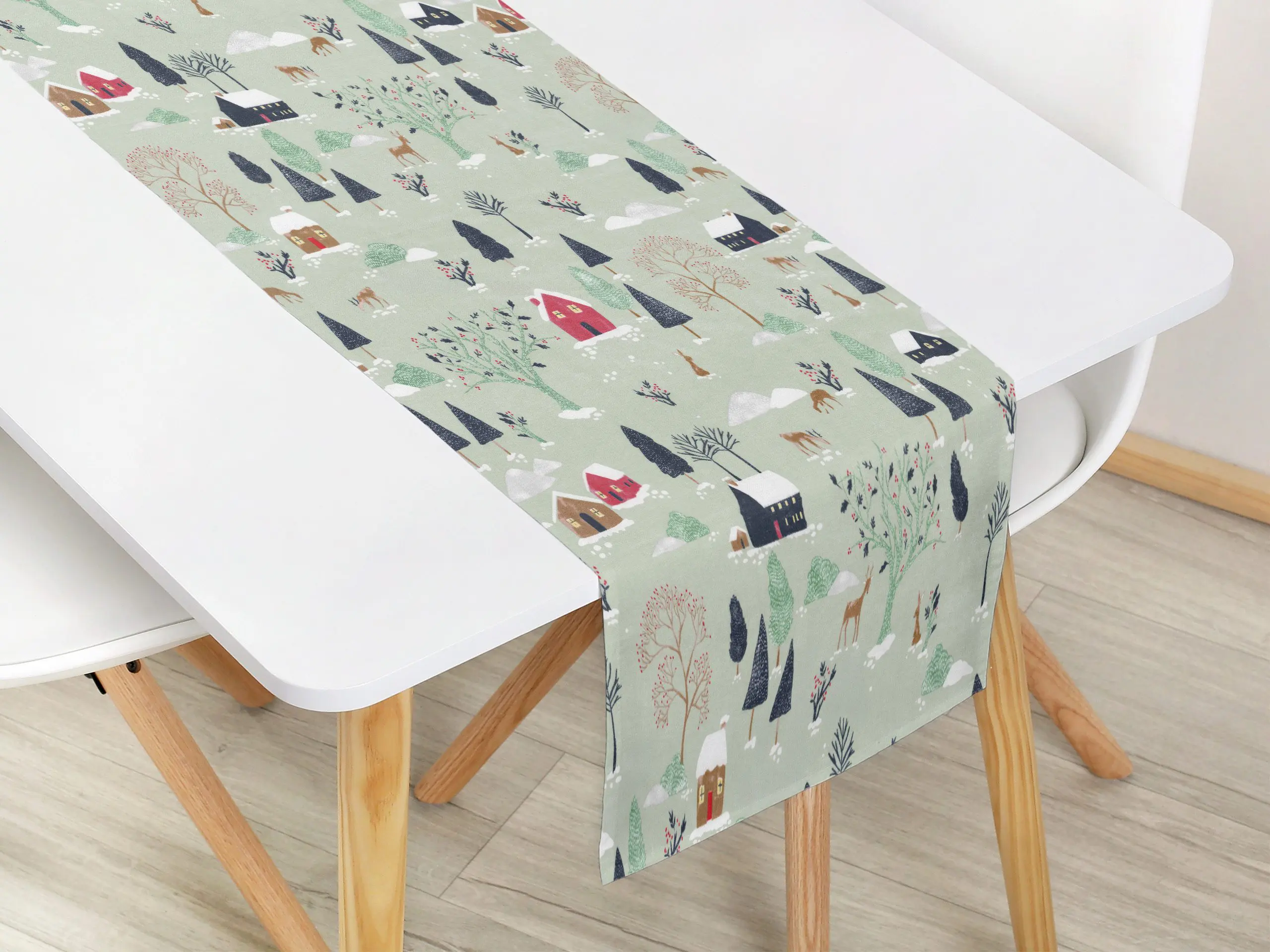 Bavlněný běhoun zasněžený venkov