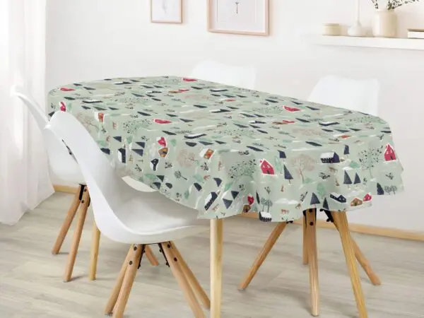 Oválný bavlněný ubrus zasněžený venkov