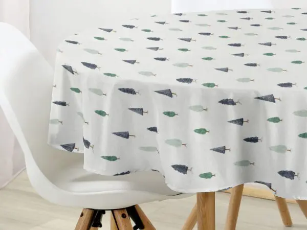 Kulatý bavlněný ubrus zimní les