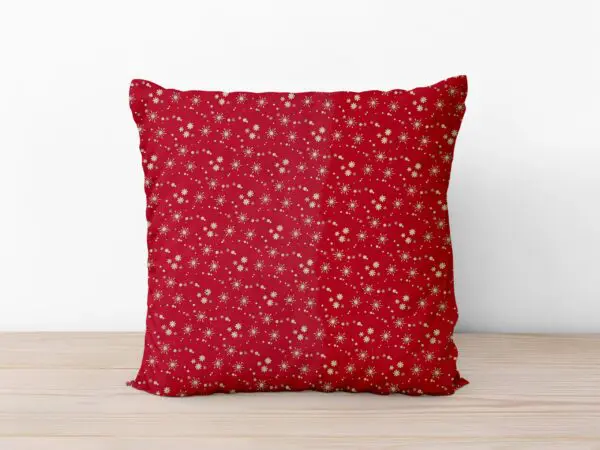 Vánoční bavlněný povlak na polštář zlaté vločky na červené značky Škodák.