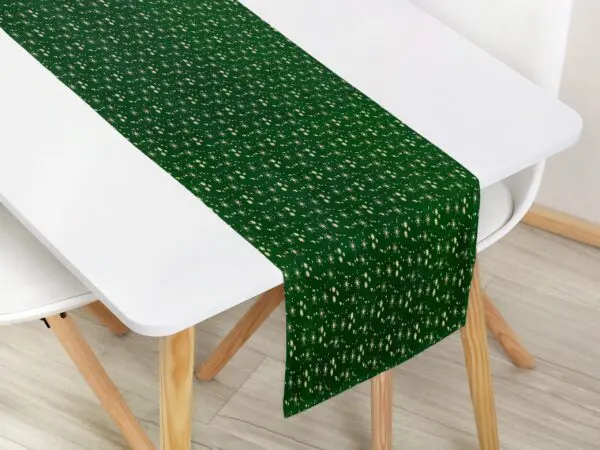 Bavlněný běhoun zlaté vločky na zelené