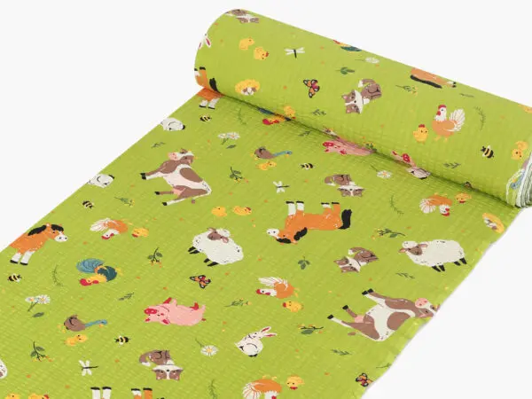 Krepová látka česká farma na zelené metráž šířka 142 cm