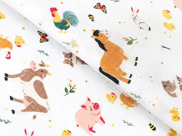 Krepová látka česká farma na smetanové metráž šířka 142 cm.