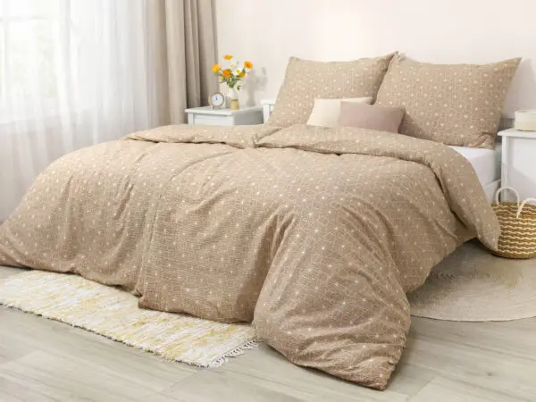 Bavlněné povlečení bílé čáry na hnědé