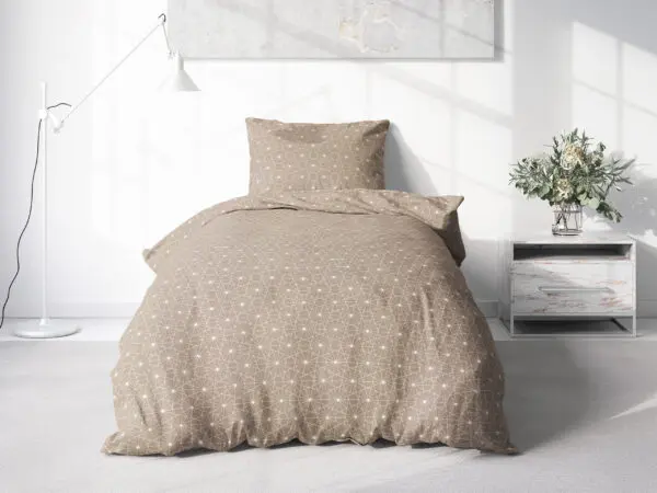 Hotelové povlečení Simone - bílé čáry na hnědé