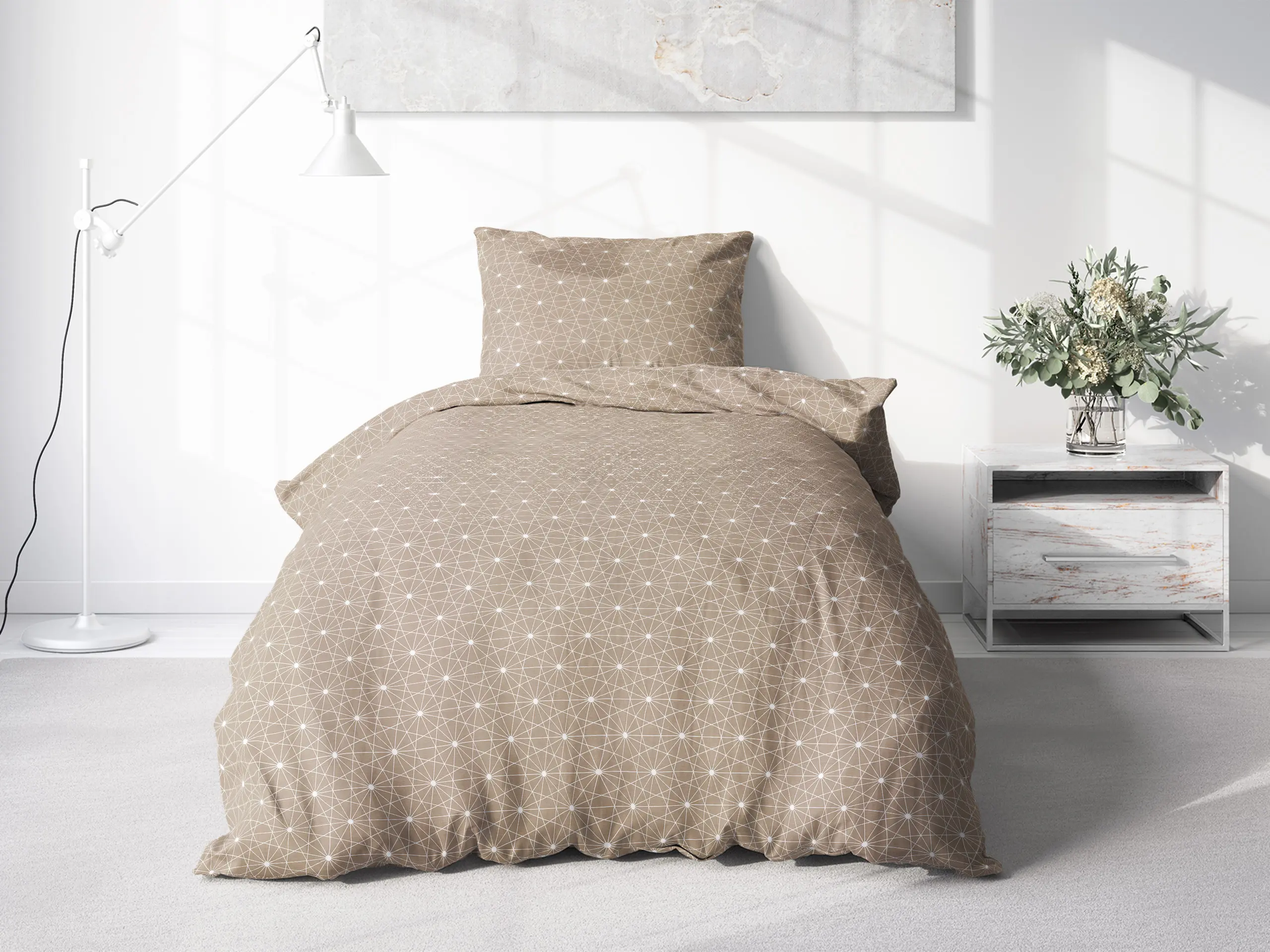 Hotelové povlečení Simone - bílé čáry na hnědé - Image 2