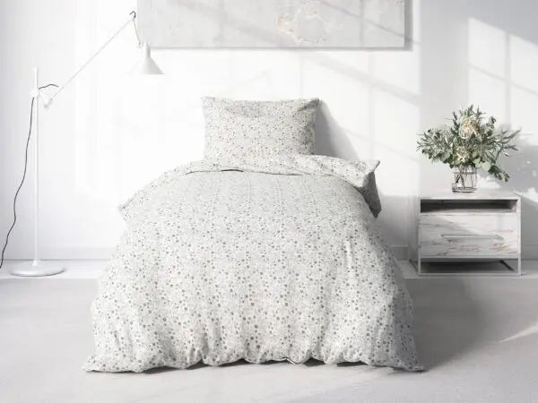 Hotelové povlečení Simone - šedé kvítko na bílé