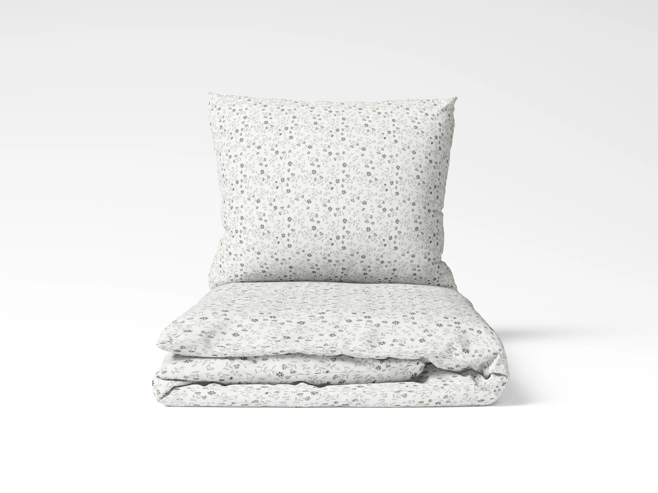 Hotelové povlečení Simone - šedé kvítko na bílé