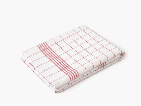 Pestře tkaná bavlněná utěrka červená 50x70 cm značky Škodák.