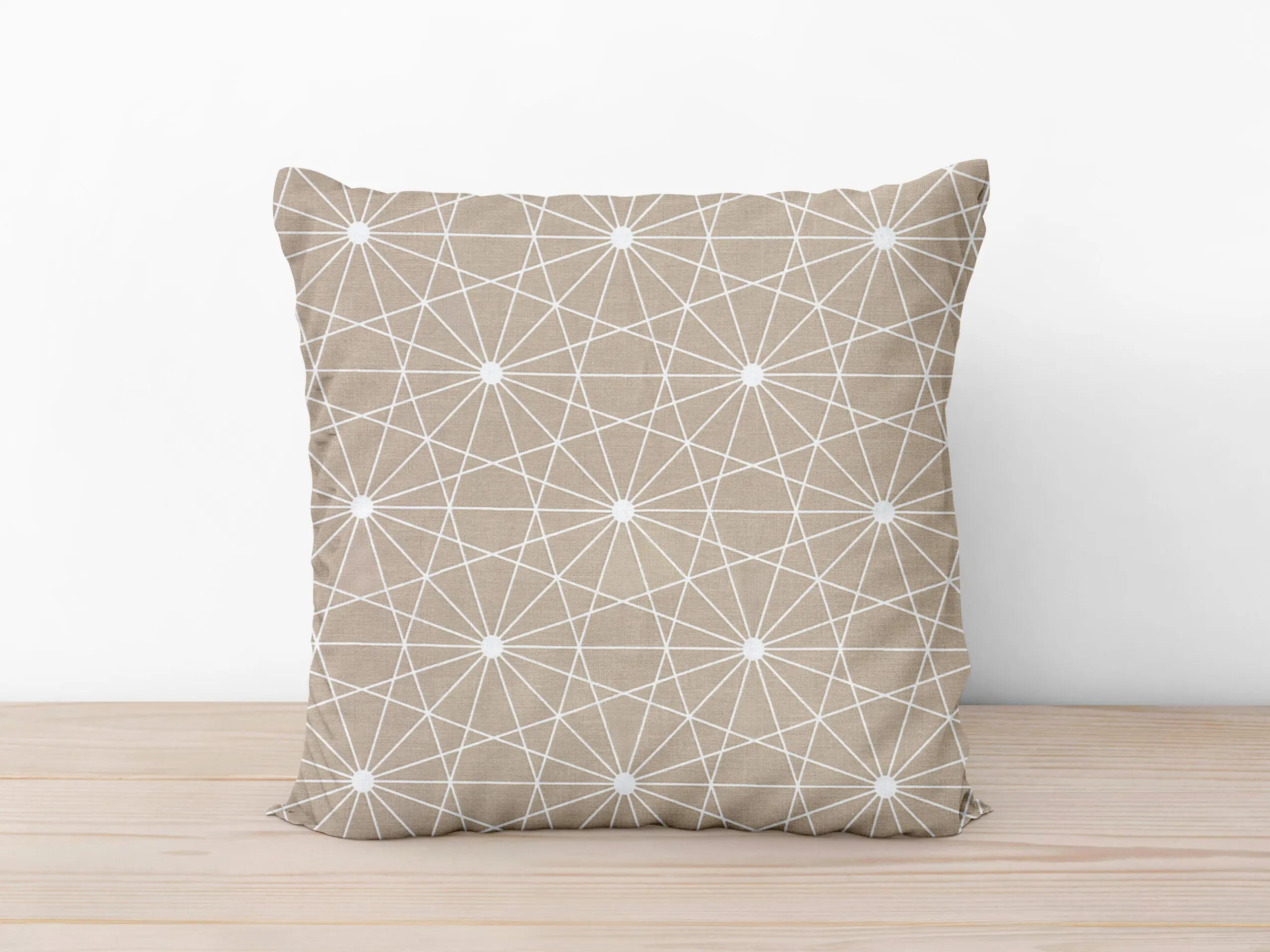 Bavlněný povlak na polštář bílé čáry na hnědé