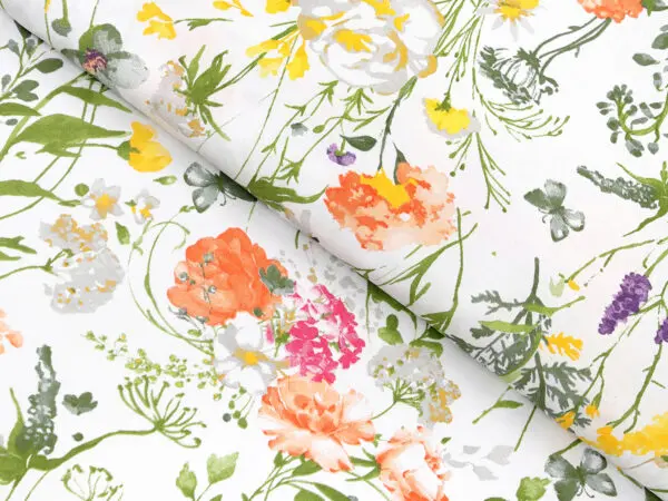 Bavlněná látka akvarelová louka metráž šířka 142 cm