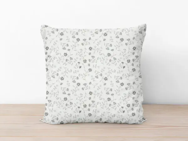 Bavlněný povlak na polštář šedé kvítko na bílé