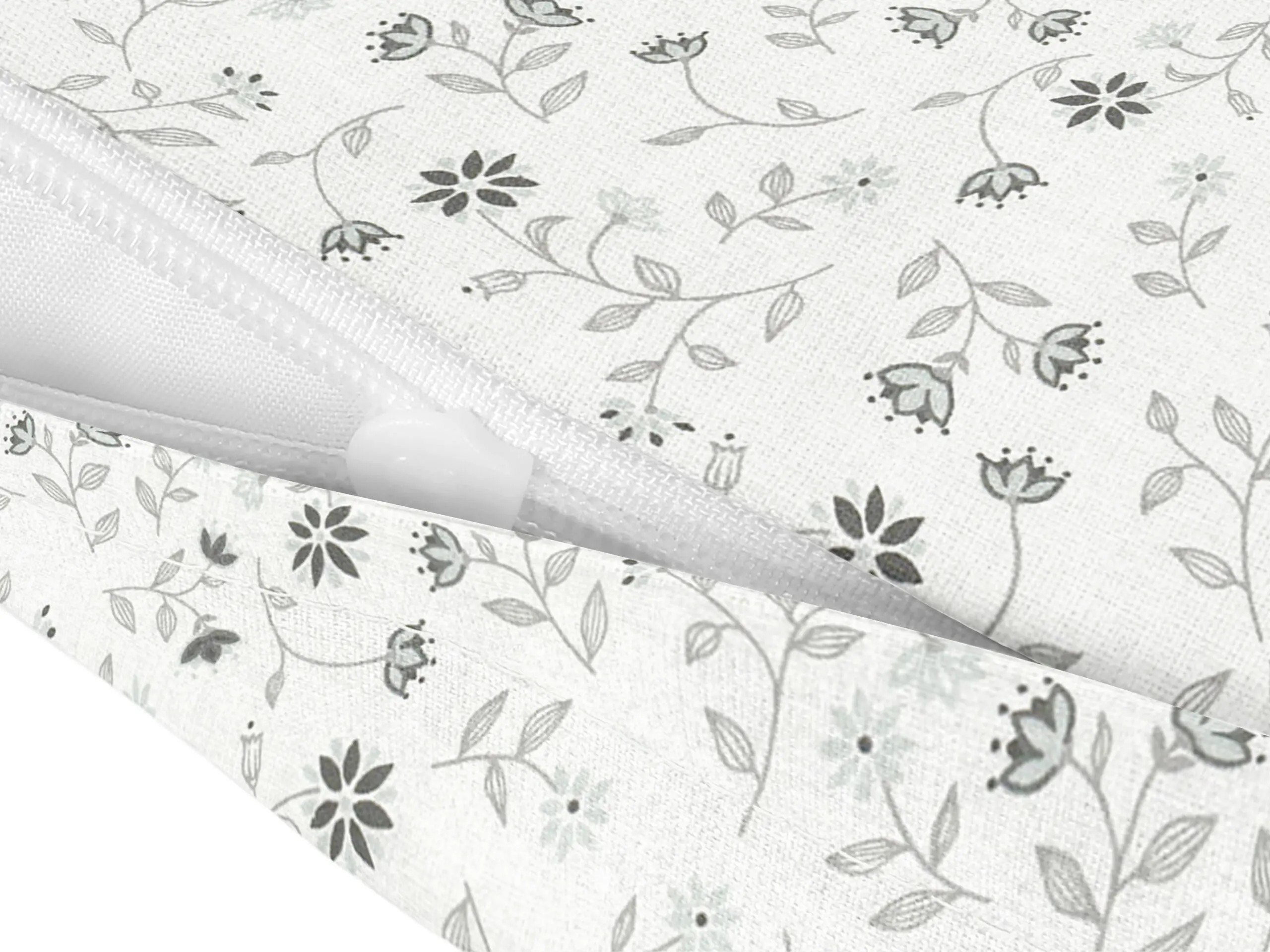 Bavlněný povlak na polštář šedé kvítko na bílé