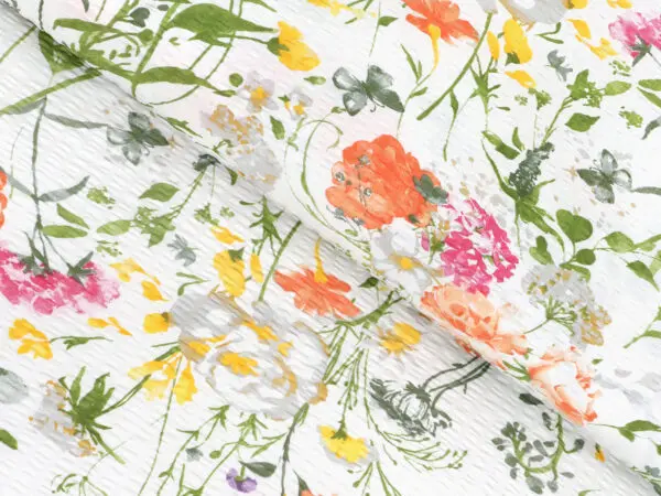 Krepová látka akvarelová louka metráž šířka 142 cm