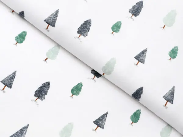 Flanelová látka zimní les metráž šířka 142 cm