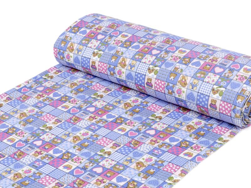 Flanelová látka medvídci patchwork metráž značky Škodák.