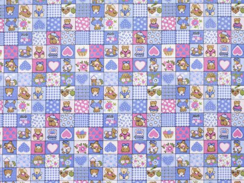 Flanelová látka medvídci patchwork metráž značky Škodák.