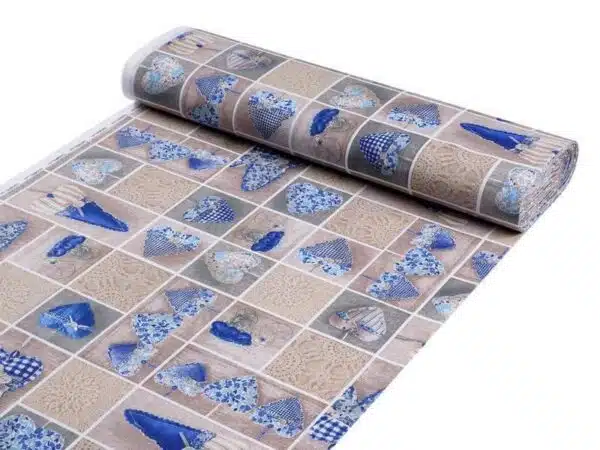 LONETA se vzorem modrá srdce metráž Škodák