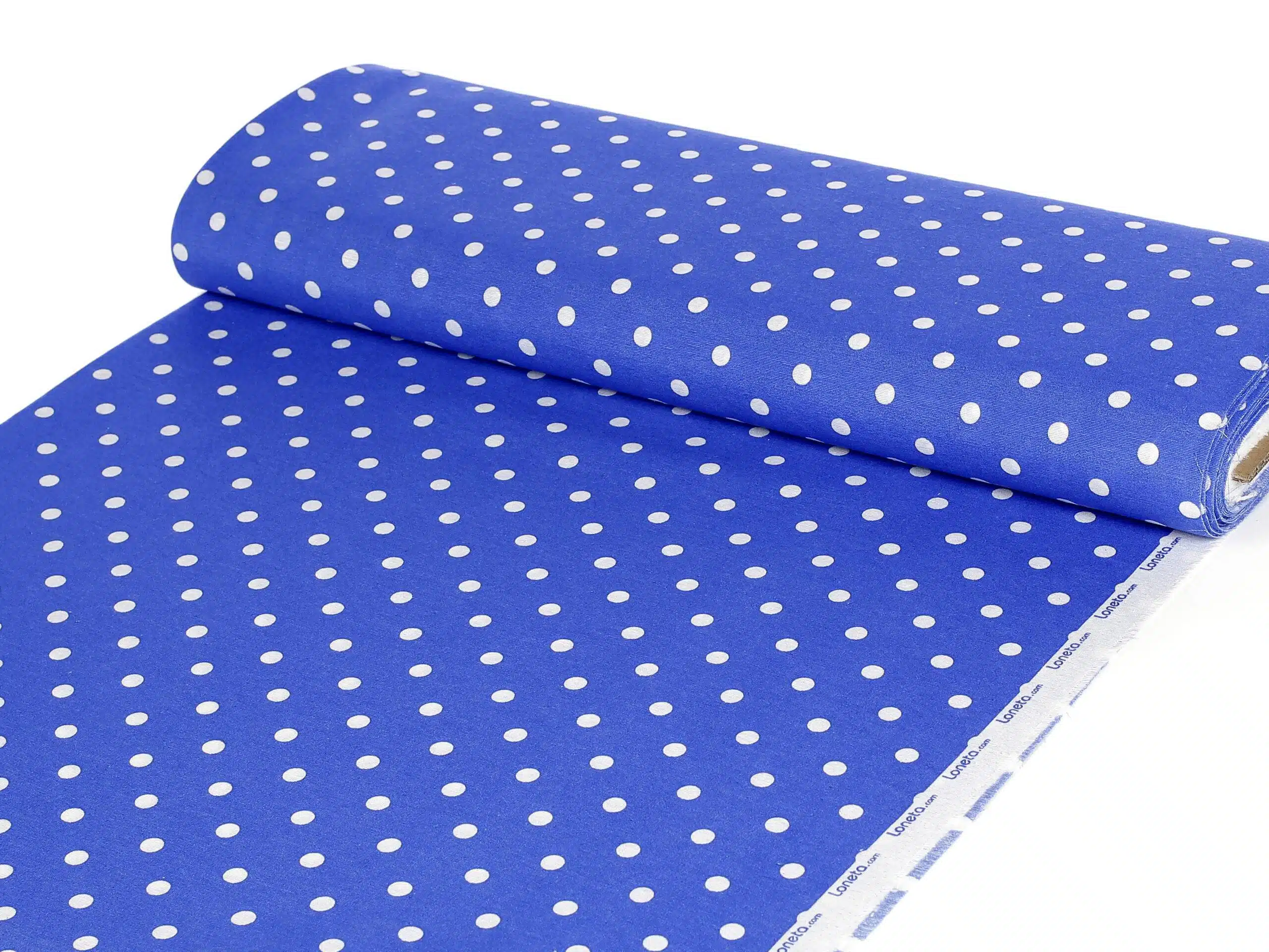 LONETA se vzorem puntíky na modré metráž Škodák