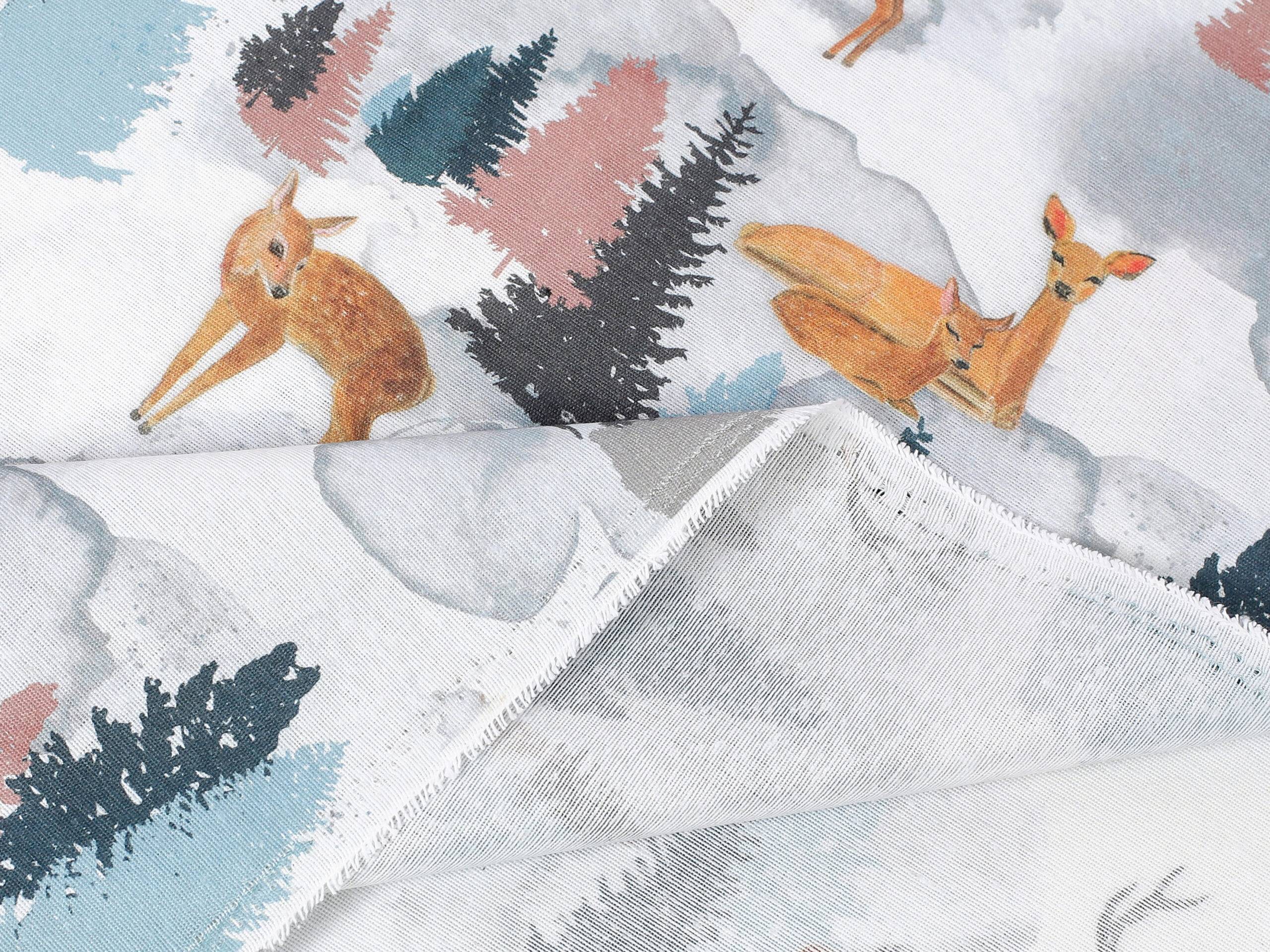 LONETA se vzorem zvířátka v zimním lese metráž Škodák