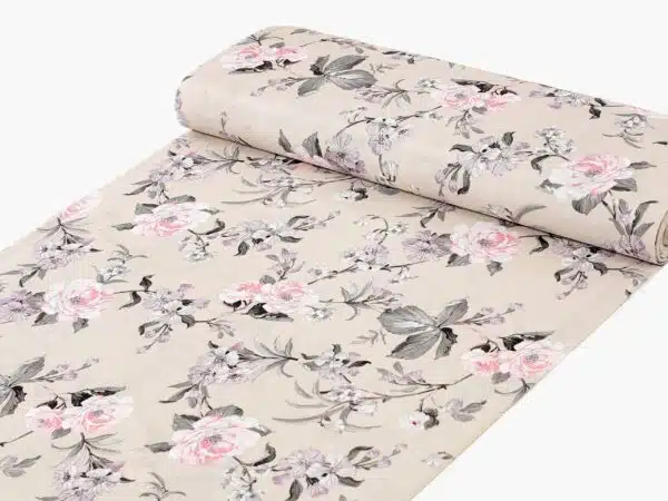 LONETA se vzorem růžové růže metráž Škodák