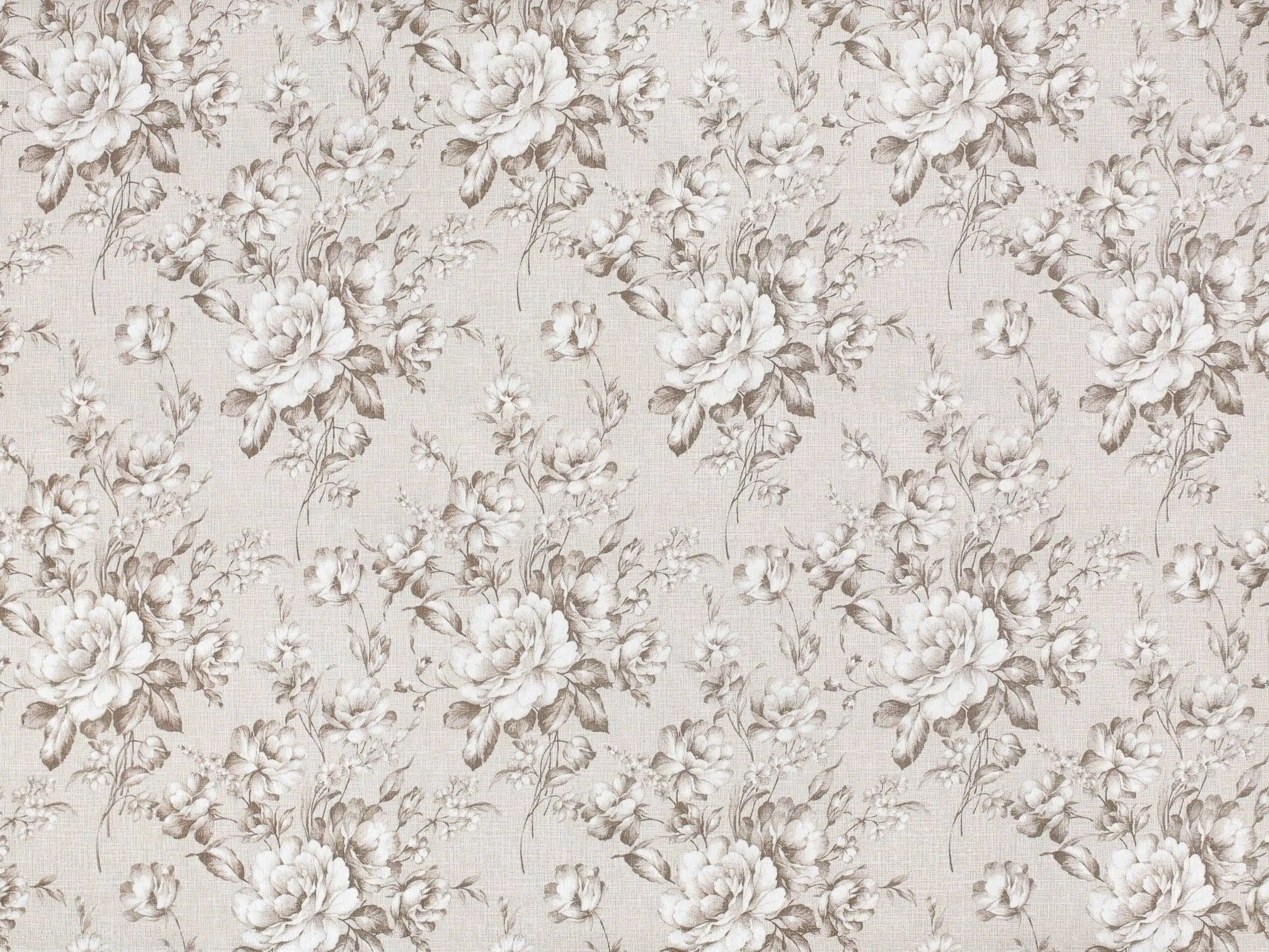 LONETA se vzorem béžové květy metráž Škodák