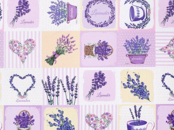 TEFLON se vzorem levandule srdíčko metráž Škodák