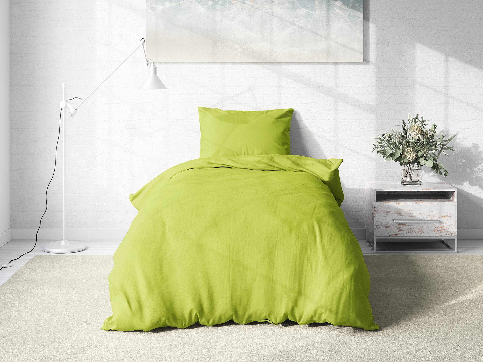 Bavlněné povlečení pistáciové jednobarevné značky Škodák.