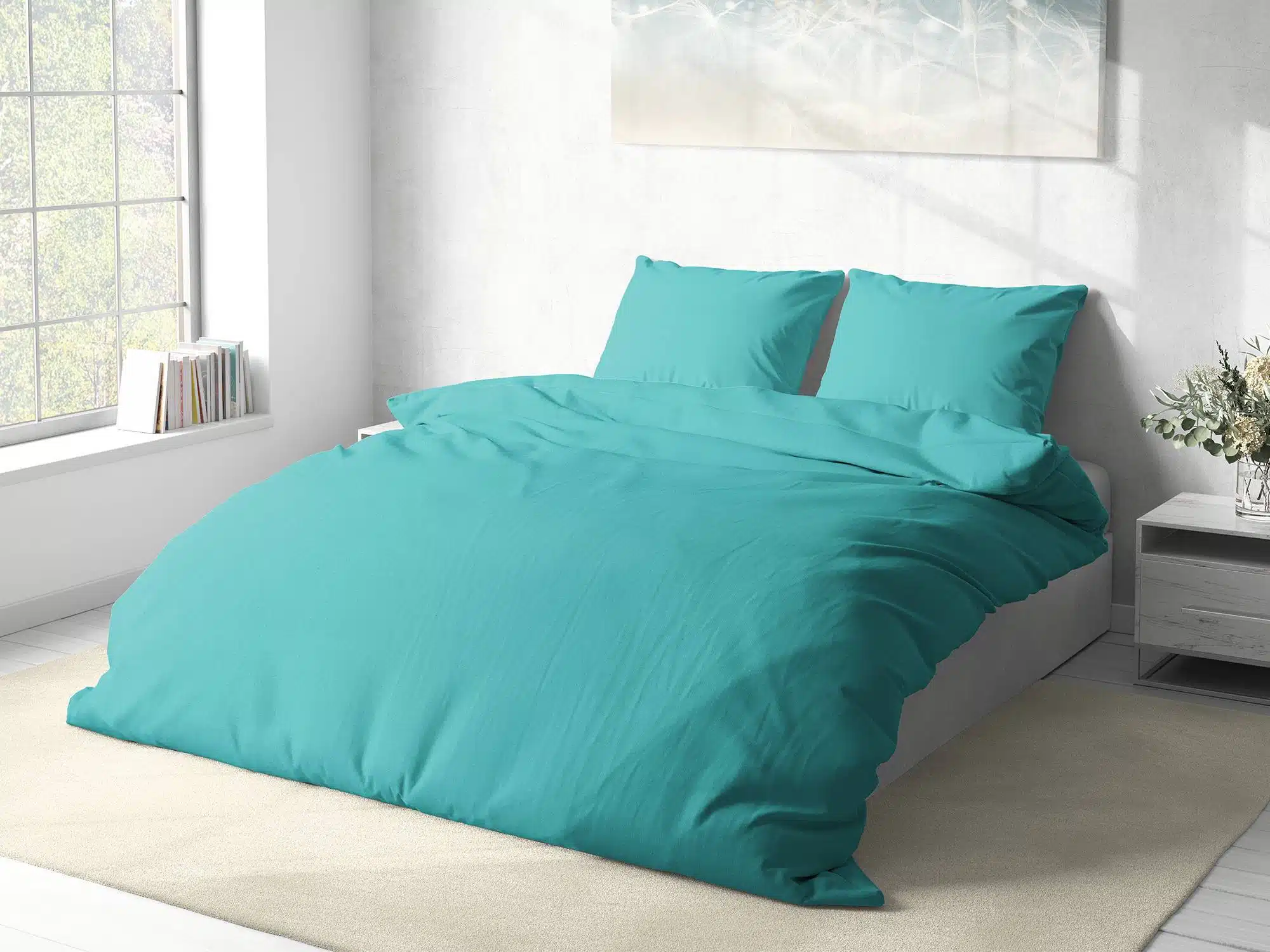 Bavlněné povlečení tyrkysové jednobarevné značky Škodák.