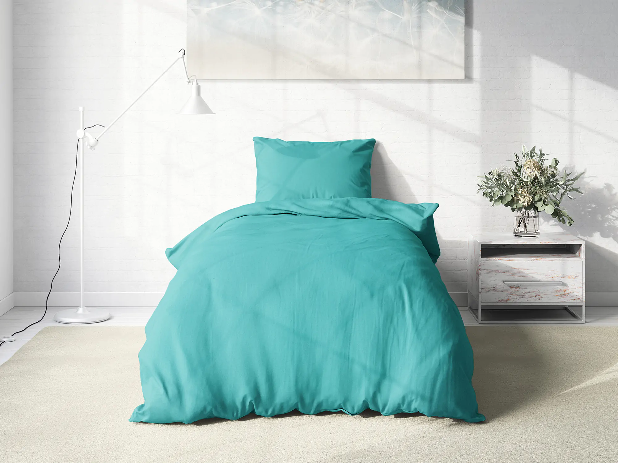 Bavlněné povlečení tyrkysové jednobarevné značky Škodák.