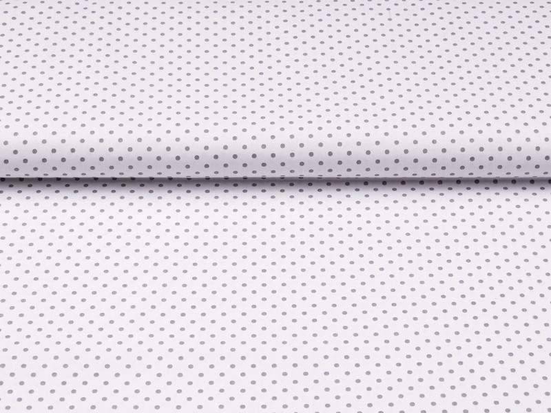 Bavlněná látka šedé puntíky na bílé metráž značky Škodák.
