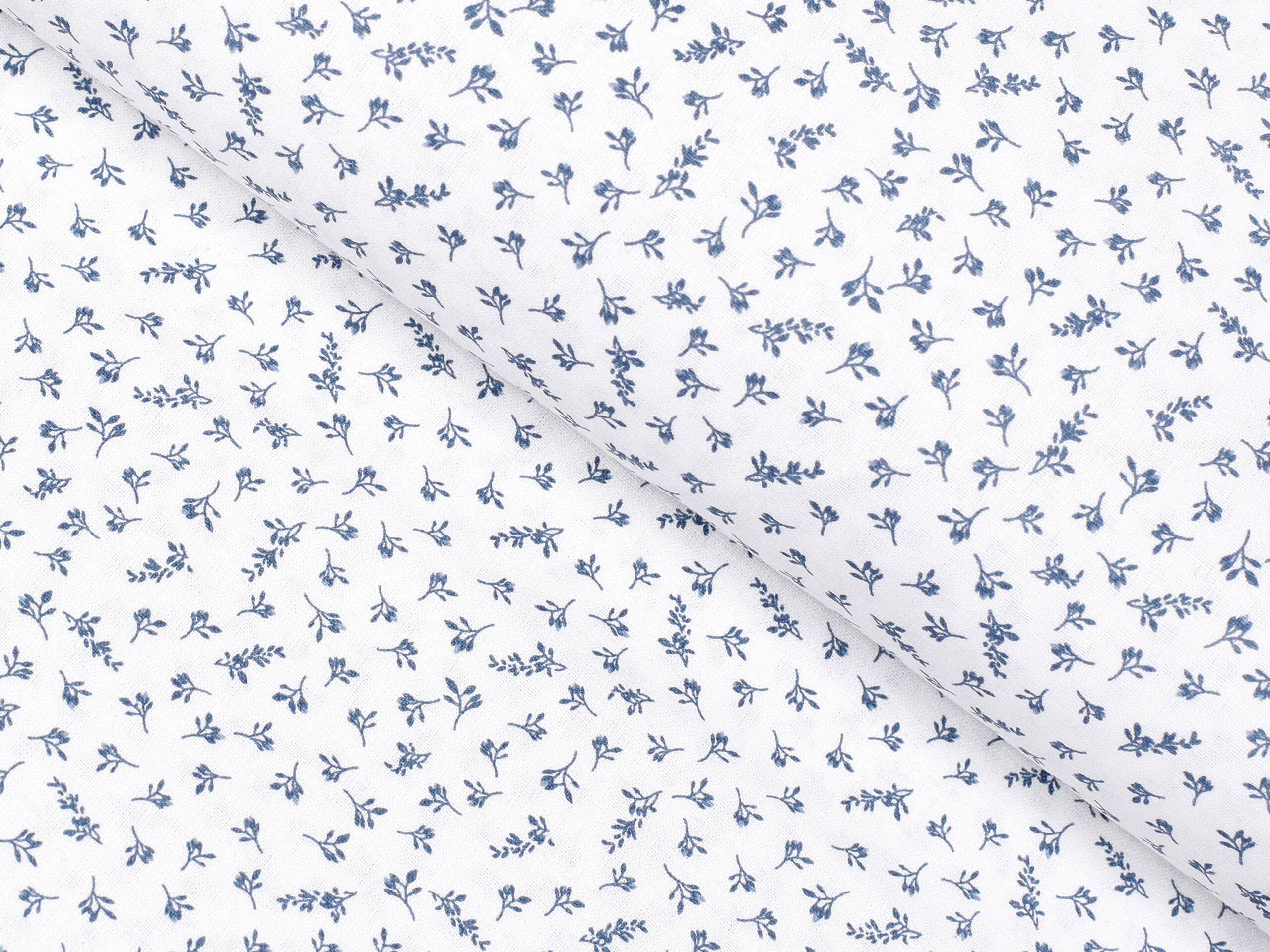Bavlněná látka modré kvítí na bílém metráž značky Škodák.