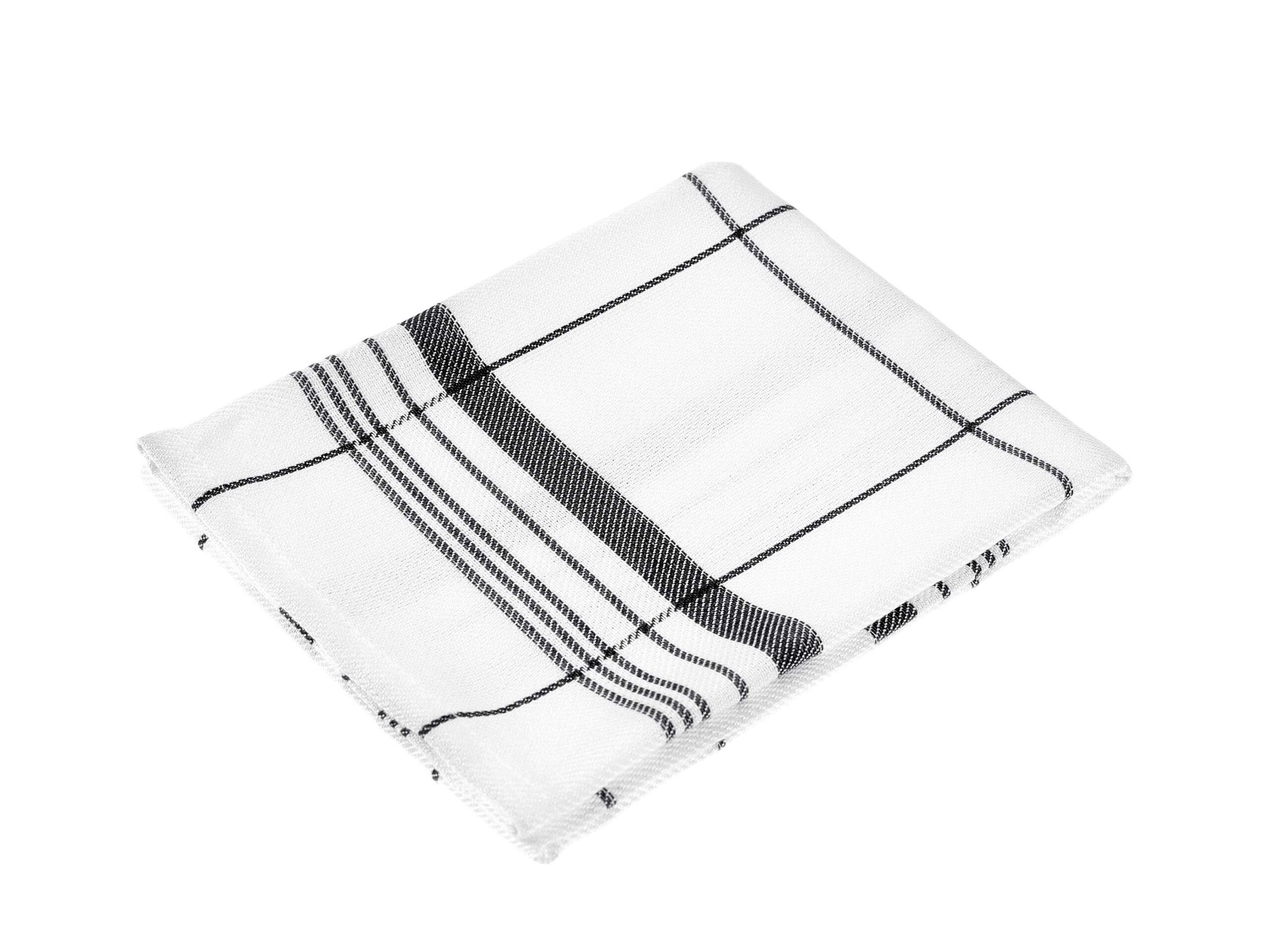 Bílá bambusová utěrka - černé proužky - 50x70 cm