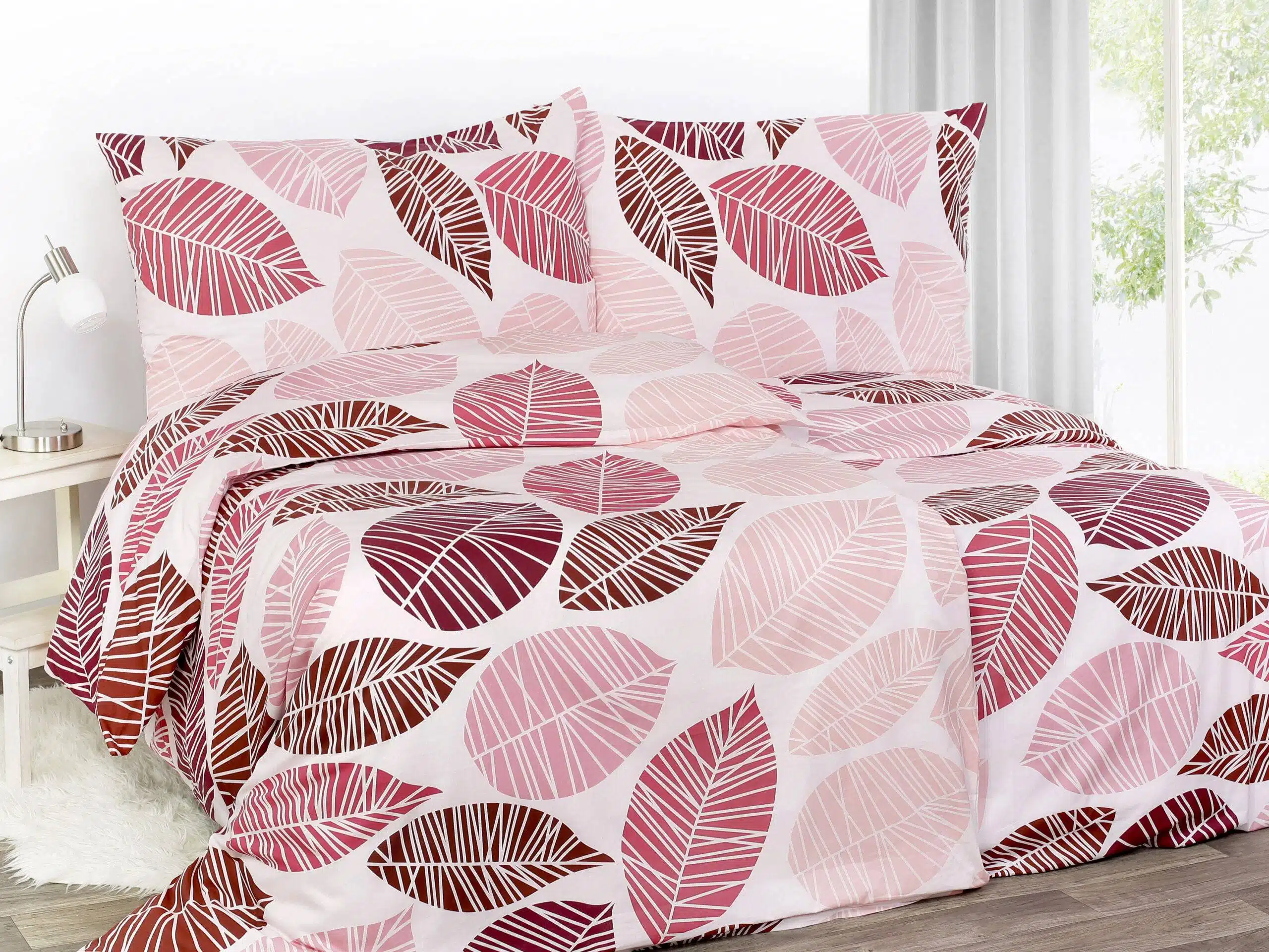 Bavlněné povlečení růžové listy značky Škodák