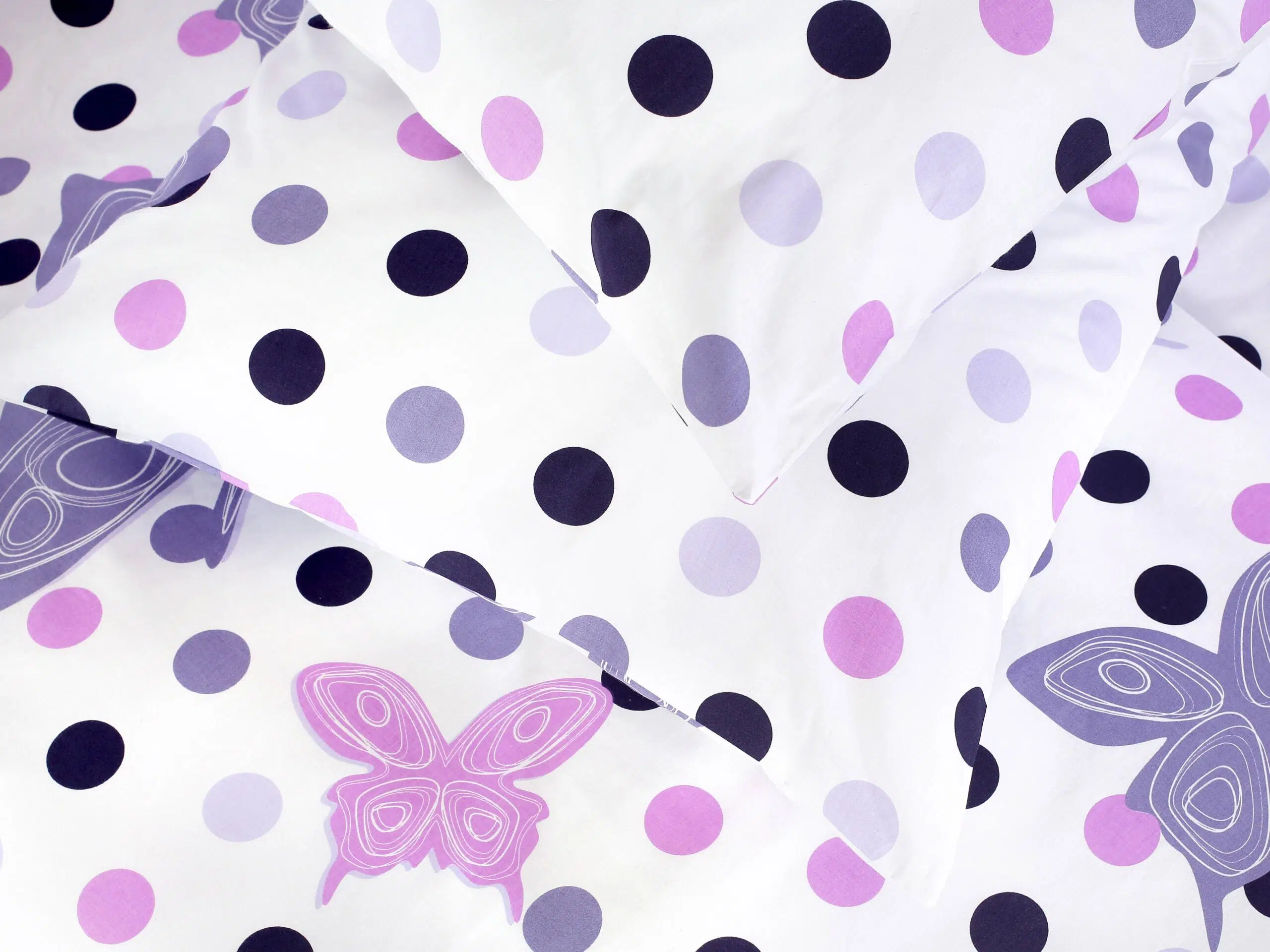 Bavlněné povlečení fialoví motýli s puntíky značky Škodák