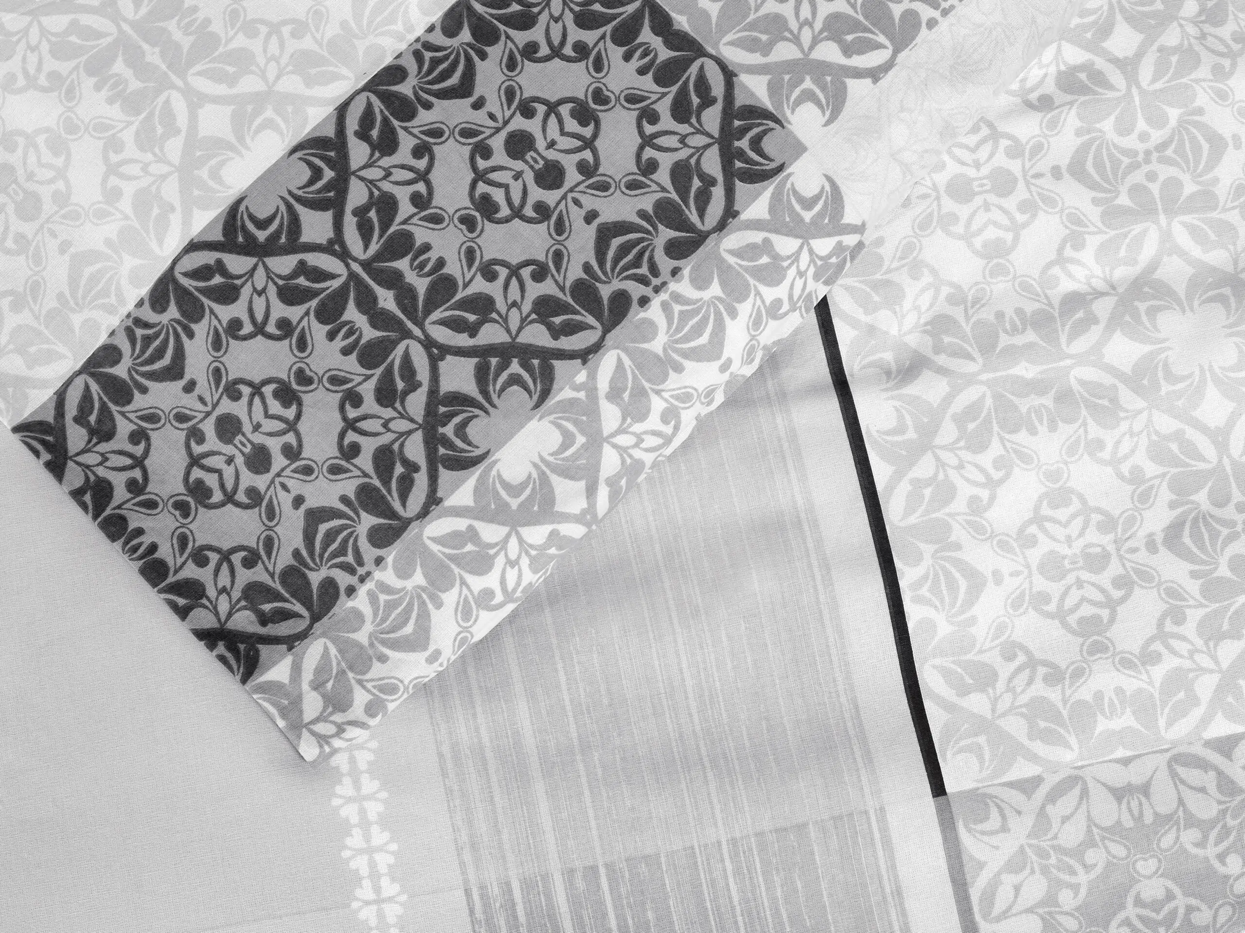 Saténové povlečení šedo černý zámecký vzor značky Škodák