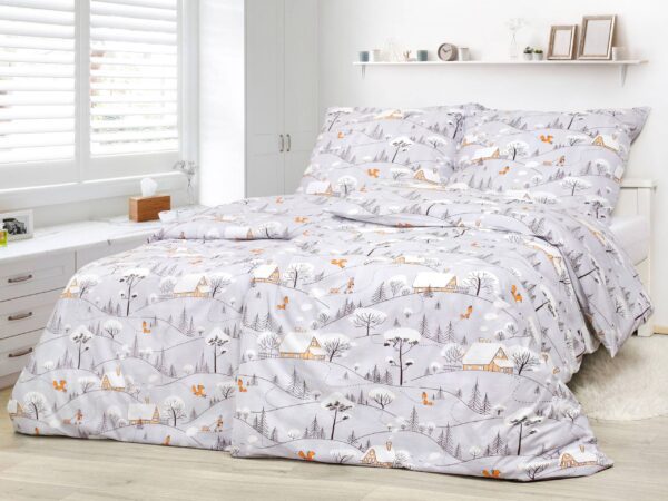 Bavlněné povlečení chaloupky na světle šedé značky Škodák