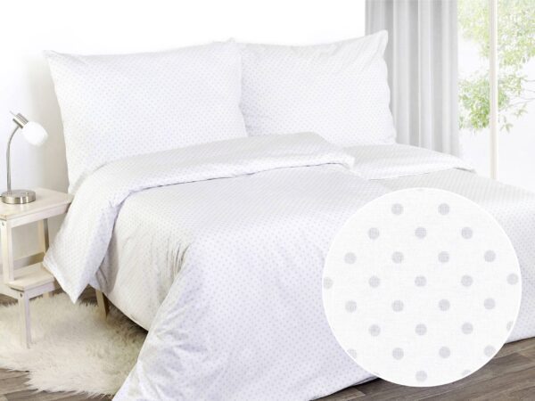 Perkálové povlečení šedý puntík na bílé značky Škodák