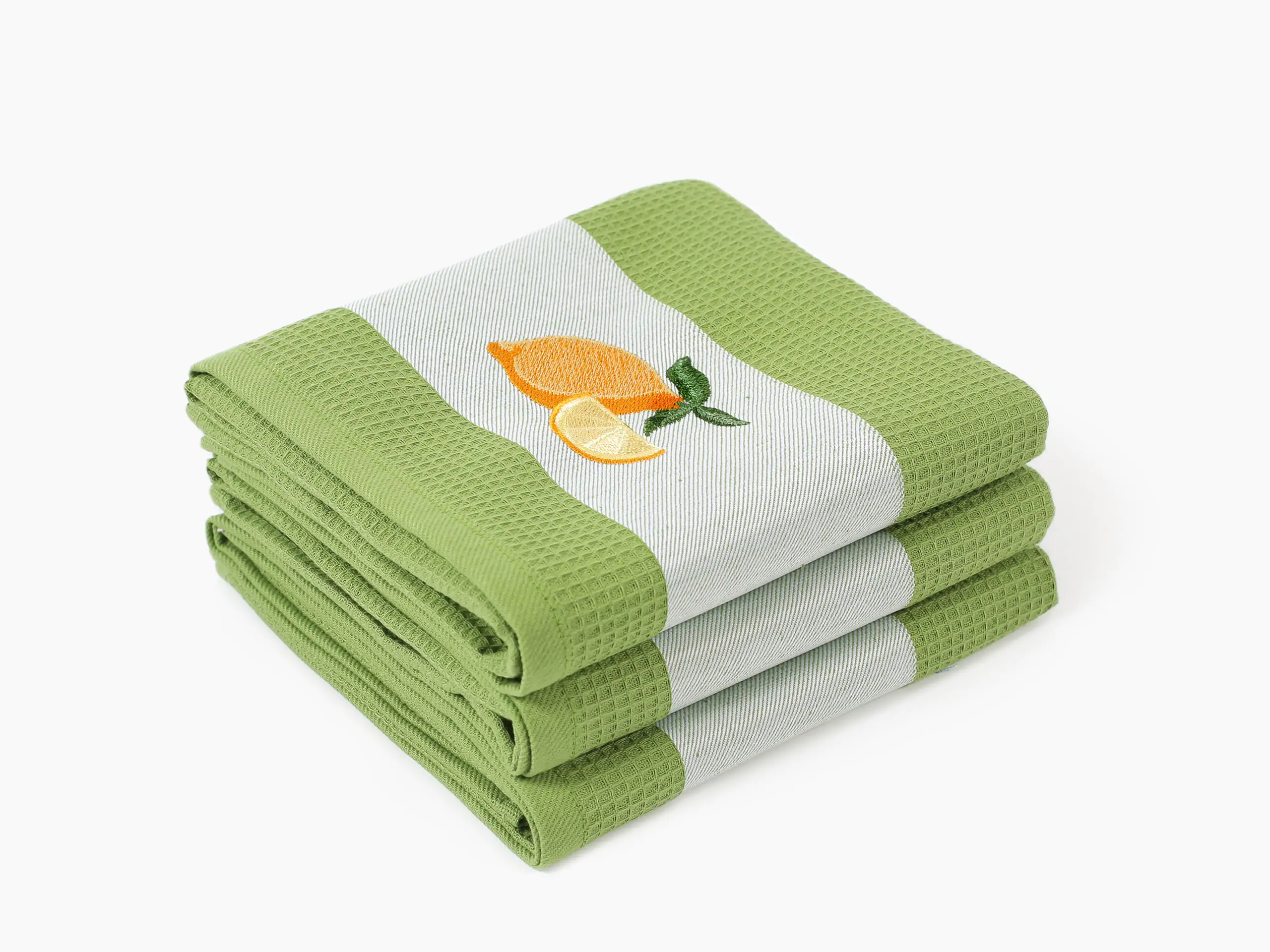 Vaflová utěrka citron na zelené 45x70cm značky Škodák.