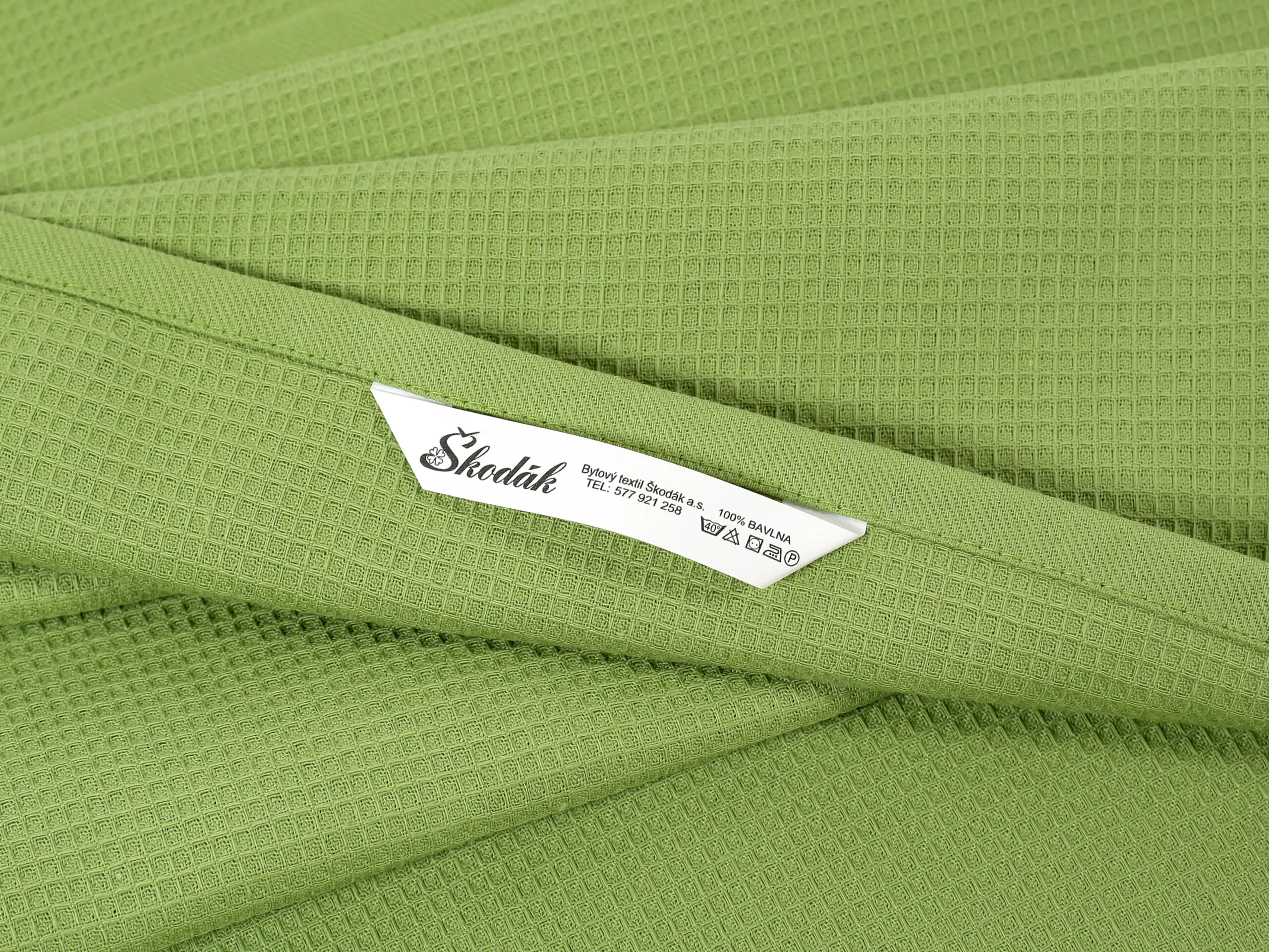 Vaflová utěrka citron na zelené 45x70cm značky Škodák.
