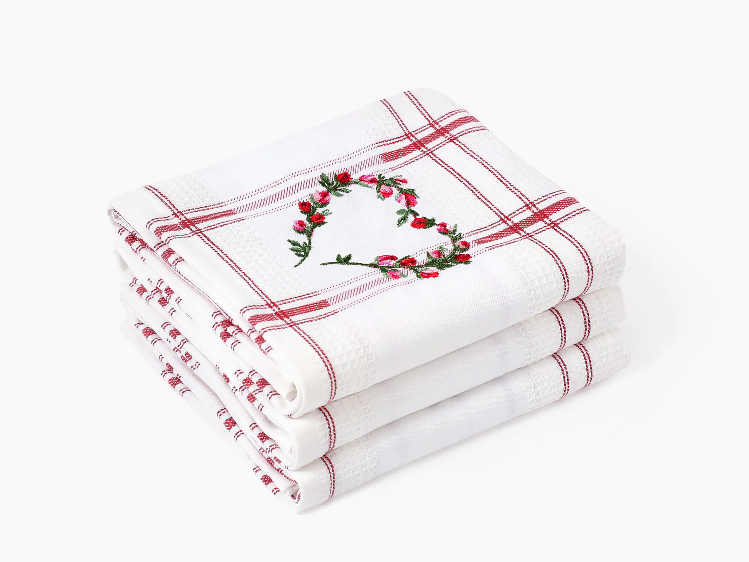 Vaflová utěrka srdce na bílé 45x70cm značky Škodák.